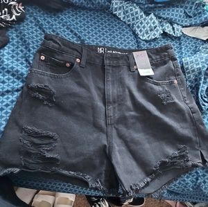 Black denim shorts